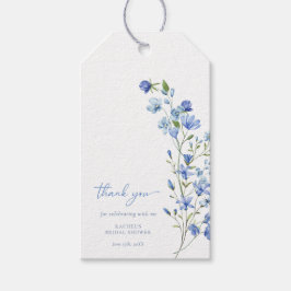 Waterverf Blauw Floral Vrijgezellenfeest Cadeaulabel