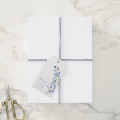 Waterverf Blauw Floral Vrijgezellenfeest Cadeaulabel (Met Touw)