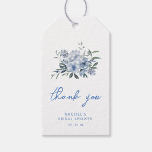 Waterverf Blauw Floral Vrijgezellenfeest Cadeaulabel