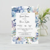 Waterverf Blauw Floral Vrijgezellenfeest Kaart (Staand voorkant)