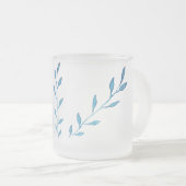 Waterverf blauw gebladerte matglas koffiemok (Voorkant rechts)