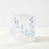 Waterverf blauw gebladerte matglas koffiemok (Voorkant links)