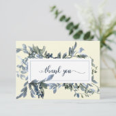 Waterverf Blauw Geel Bloemen Begrafenis Dank u Bedankkaart (Staand voorkant)