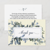 Waterverf Blauw Geel Bloemen Begrafenis Dank u Bedankkaart (Voorkant / Achterkant)