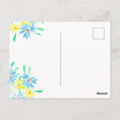 Waterverf Blauw Geel Bloemen Moederdag Briefkaart (Achterkant)