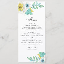 Waterverf blauw geel en mint bloem bruiloft