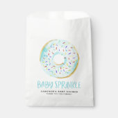 Waterverf Blauw Geglazuurde Donut Baby Sprinkle Bedankzakje (Voorkant)