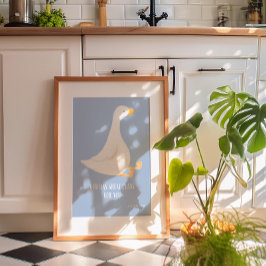 Waterverf blauw gekke gans poster