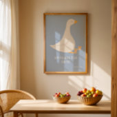 Waterverf blauw gekke gans poster