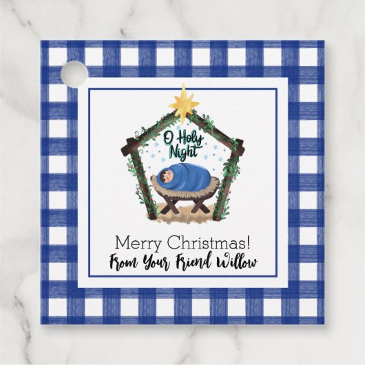 Waterverf blauw geplakt Label voor kindercadeau (Voorkant)