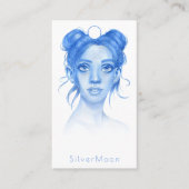 Waterverf Blauw Gezicht Illustratie Oorbel Display Visitekaartje (Voorkant)