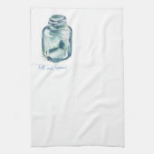 Waterverf blauw glazen blikvanger. Keukenhanddoek (Verticaal)