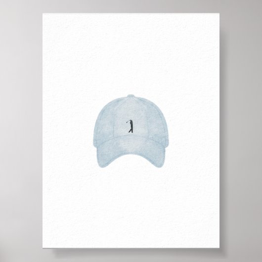 Waterverf  blauw golf pet poster (Voorkant)