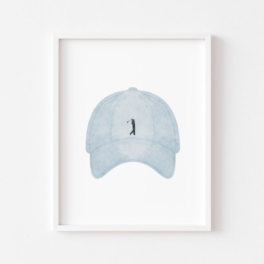 Waterverf  blauw golf pet poster