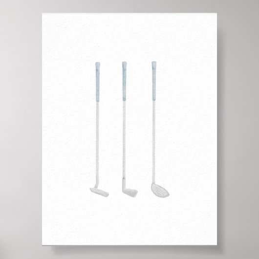 Waterverf  blauw golfclub poster (Voorkant)
