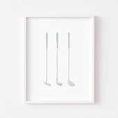 Waterverf  blauw golfclub poster