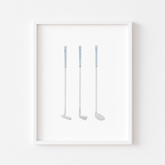 Waterverf  blauw golfclub poster