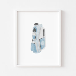 Waterverf  blauw golfclub tas poster