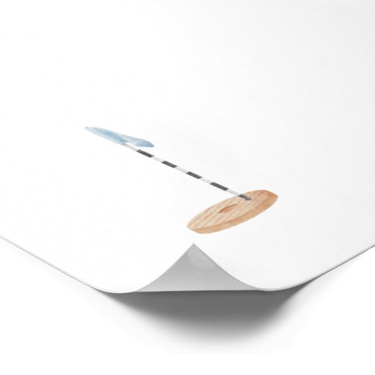 Waterverf  blauw golfgat poster (Hoek)