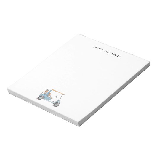 Waterverf Blauw Golfkar Gepersonaliseerd Notitieblok (Linkerzijde)