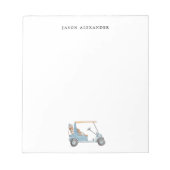 Waterverf Blauw Golfkar Gepersonaliseerd Notitieblok (Voorkant)