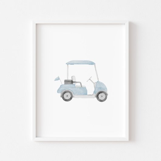 Waterverf blauw  golfkar poster