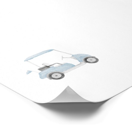 Waterverf blauw  golfkar poster (Hoek)