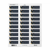 Waterverf Blauw Goud Bloemen Retouradres Label (Full Sheet)