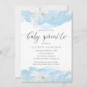 Waterverf blauw goud glitter boy baby sprinkle kaart (Voorkant)