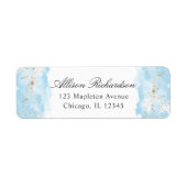 Waterverf blauw goud glitter wit etiket (Voorkant)