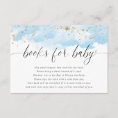 Waterverf blauw goud glitter witte boeken babyjong informatiekaartje (Voorkant)