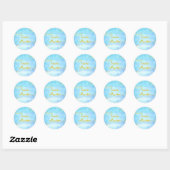 Waterverf - blauw - Goud glitters Ronde Sticker (Vel)