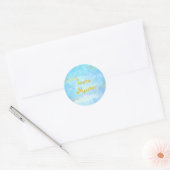 Waterverf - blauw - Goud glitters Ronde Sticker (Envelop)