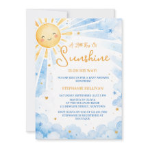 Waterverf Blauw & Goud Jongens Baby Shower