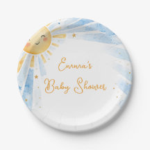 Waterverf Blauw & Goud Jongens Baby Shower