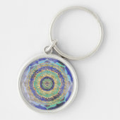 Waterverf Blauw Goud Mandala Sleutelhanger (Voorkant)