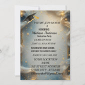 Waterverf Blauw Goud Marmer Agate Afstudeerfeest Kaart (Voorkant)