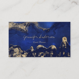 Waterverf Blauw & Goud Marmer Visitekaartje