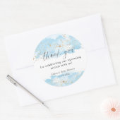 Waterverf blauw goud wit baby shower bedankt ronde sticker (Envelop)