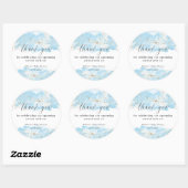 Waterverf blauw goud wit baby shower dank je ronde sticker (Vel)