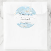 Waterverf blauw goud wit baby shower dank je ronde sticker (Tas)