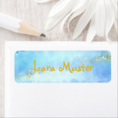 Waterverf - blauw - Gouden glitter Etiket (Insitu)