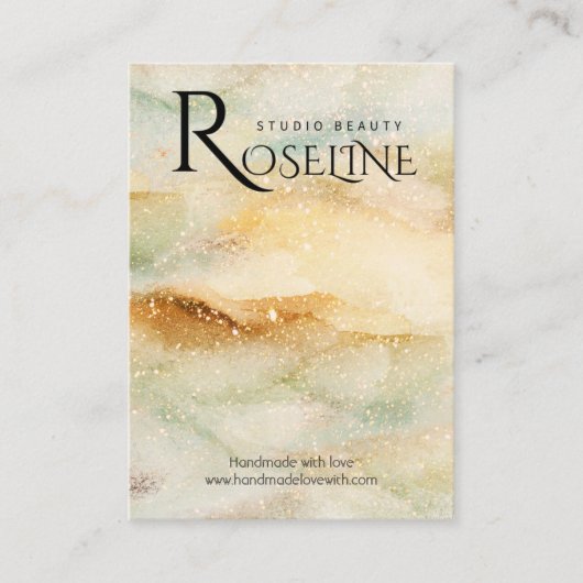 Waterverf Blauw gouden glittersieraden display Visitekaartje (Voorkant)