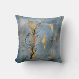 Waterverf Blauw Grijs Goud E Monogram Sierkussen
