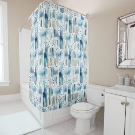 Waterverf Blauw Groen Abstract Patroon Douchegordijn