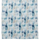 Waterverf Blauw Groen Abstract Patroon Douchegordijn (Voorkant)