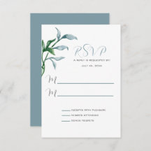 Waterverf Blauw Groen Bladeren Bruiloft