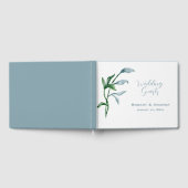 Waterverf Blauw Groen Bladeren Elegant Bruiloft Gastenboek (Volledig)