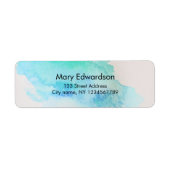 Waterverf blauw groen blauwgroen terugzendadres etiket (Voorkant)
