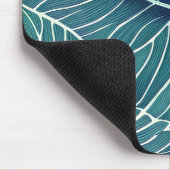 Waterverf Blauw Groen Blauwgroen Tropisch blad Muismat (Hoek)